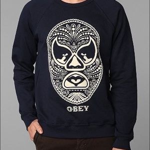OBEY navy blue sweatshirt with Lucha Libre print